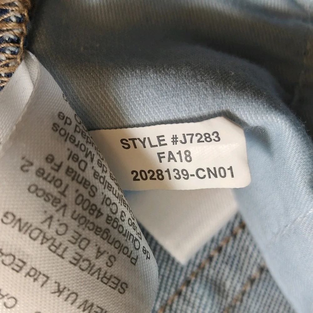 J.Crew Womens Tuxedo Stripe Distressed High Rise Straight Leg Jeans Blue Size 27